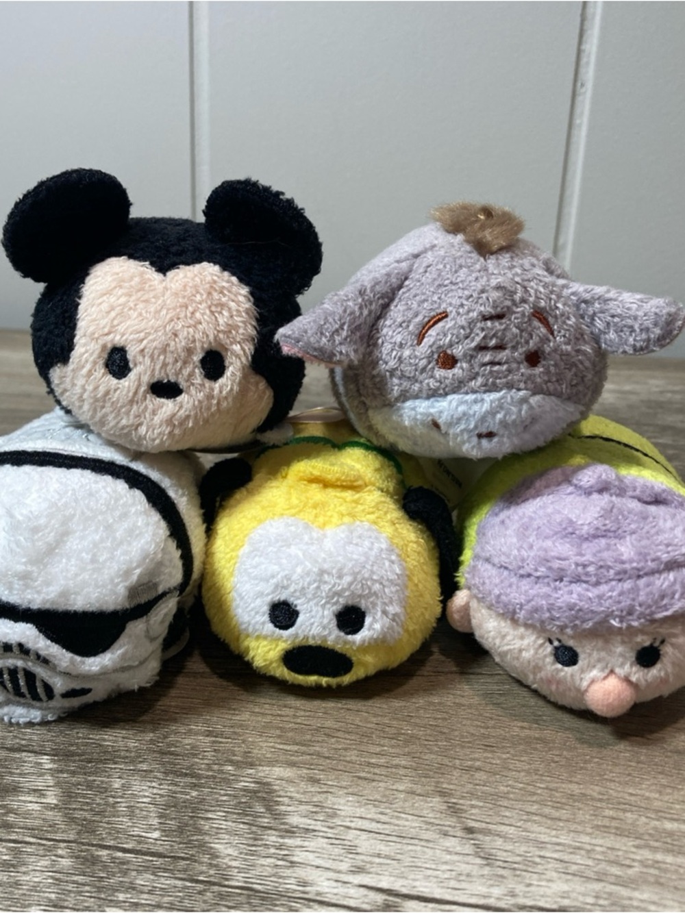 Disney Tsum Tsum plush lot Of 5 Mickey Pluto Dopey Eeyore Storm Trooper 3”